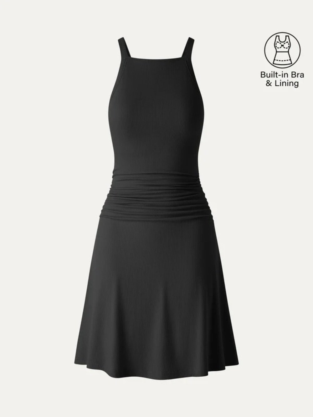 OGL CoolTouch Square Neck Ruched Mini Bra Dress
